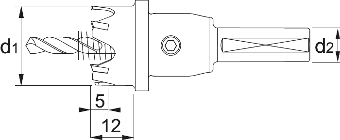 Phantom HM-tip Gatfrees korte uitvoering 12 mm, materiaaldikte <5 mm