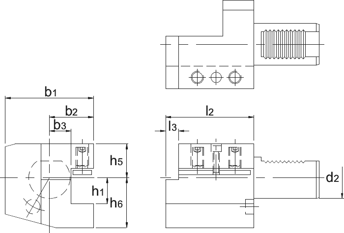 Phantom VDI-houder DIN 69880, uitvoering C1, axiaal, rechts
