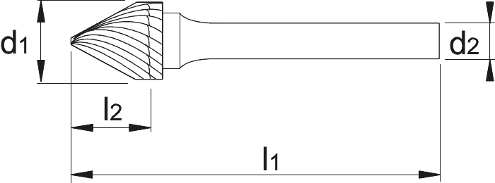 Phantom Hardmetaal Stiftfrees kegelvorm 60°, model J, schacht 6 mm