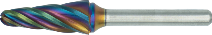 Phantom HP2 ALU Hardmetaal Stiftfrees model L‚ kegelvorm‚ met ronde kop‚ schacht 6 mm‚ ta-C 12x28x6x76mm