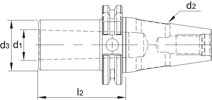 Phantom DIN 6383 Verloophuls voor MK opname, ISO 7388-1 (DIN 69871)