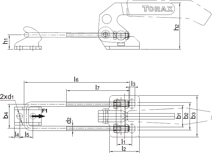 Torax Sluitspanner, met voet en tegenhouder
