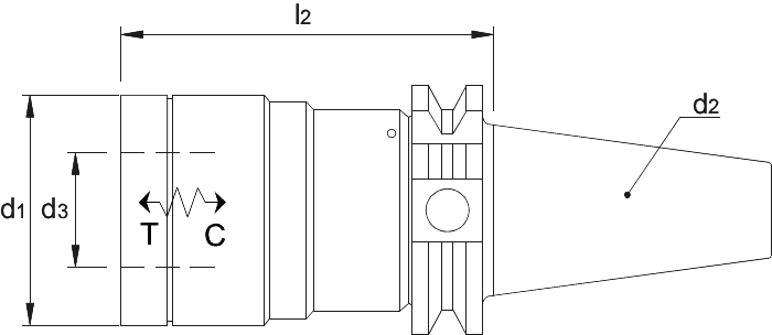 Phantom Taphouder, met druk- en trekcompensatie, voor gebruik met tapinzetstukken, ISO 7388-1 (DIN 69871)