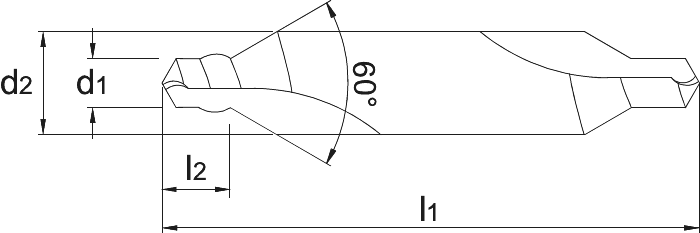 Phantom HSS Centerboor DIN 333-W met kraag, 60°