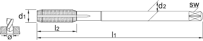 Phantom HSS-E Roltap DIN 2174 met smeergroef, Metrisch, TiCN (Serie 26.161)
