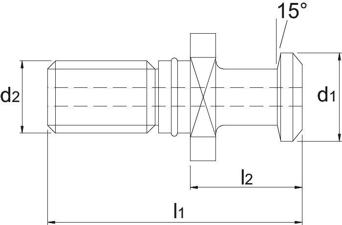 Phantom Aantrekbout, met O-ring, doorboorde uitvoering ISO 7388-3 AD