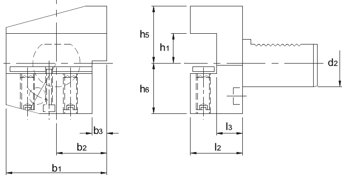 Phantom VDI-houder DIN 69880, uitvoering B3, radiaal, rechts