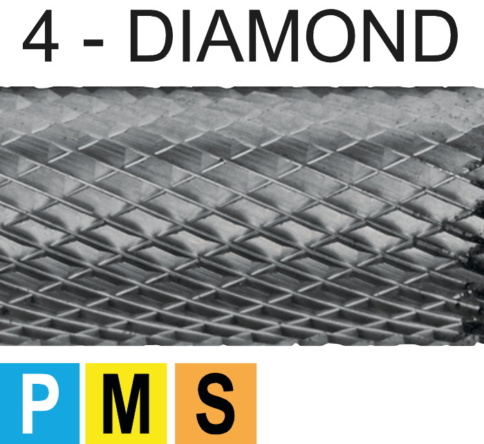 Phantom Hardmetaal Stiftfrees model L‚ kegelvorm‚ met ronde kop‚ schacht 6 mm‚ lang 4-DIAMOND 12x28x6x178mm