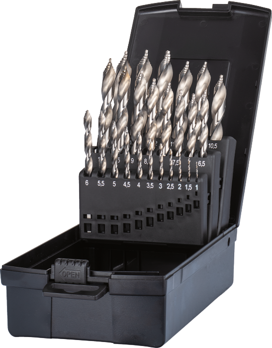 Phantom HSS Set Spiraalboren DIN 338 Step-point, met drievlaks schacht