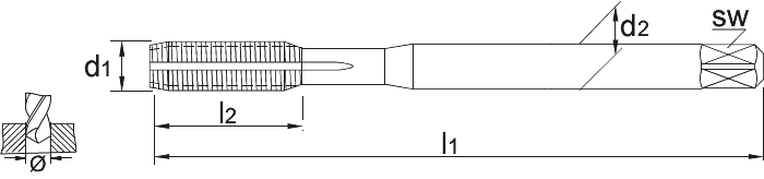 Phantom HSS-E Roltap DIN 2174 met smeergroef, Metrisch, TiCN