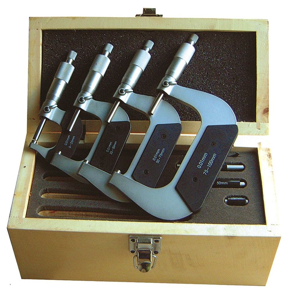 Precisie micrometers in 4-delige set RVS-0