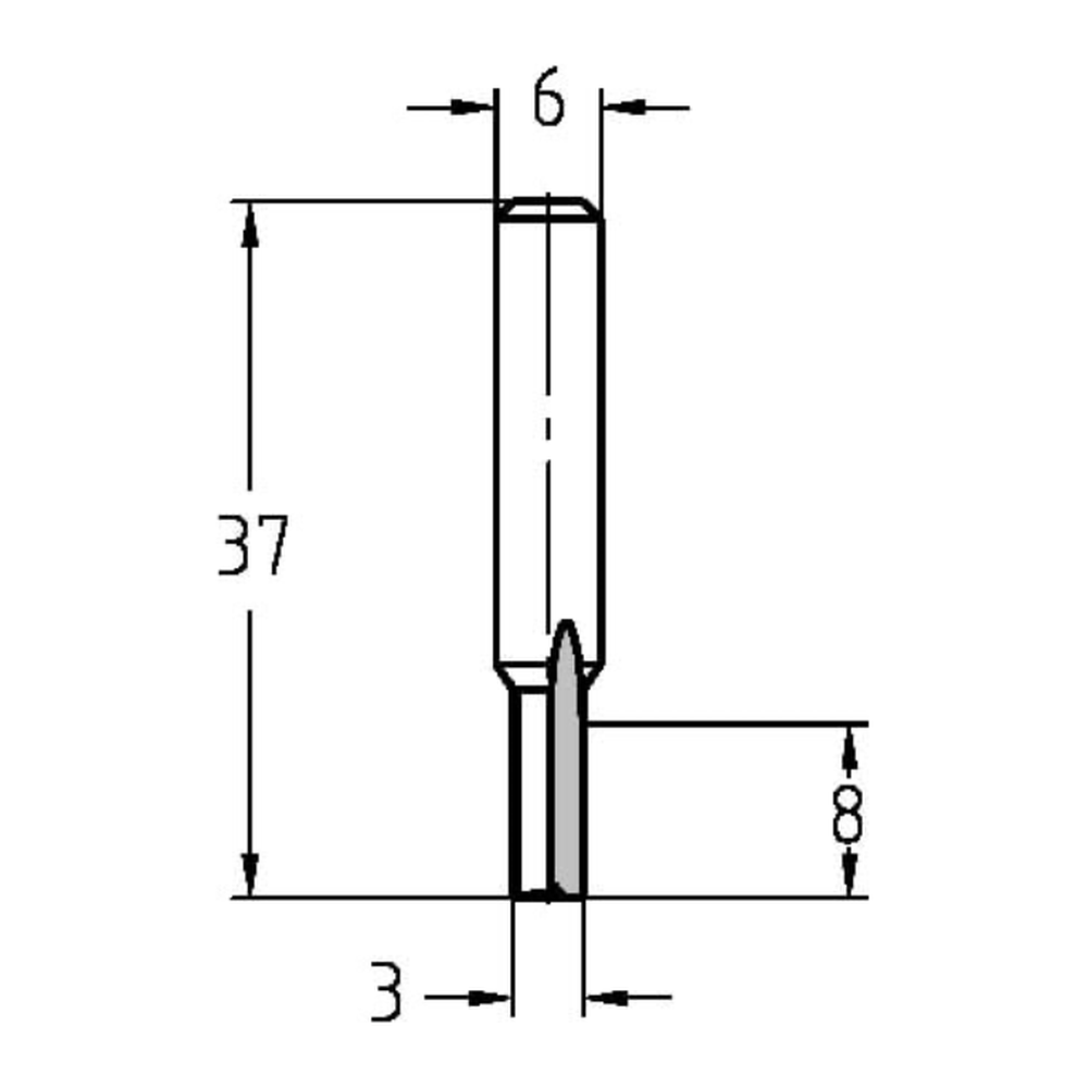 GROEFFREES Ø 3 X 8 MM, TL=37 MM, S=6 MM, VHW