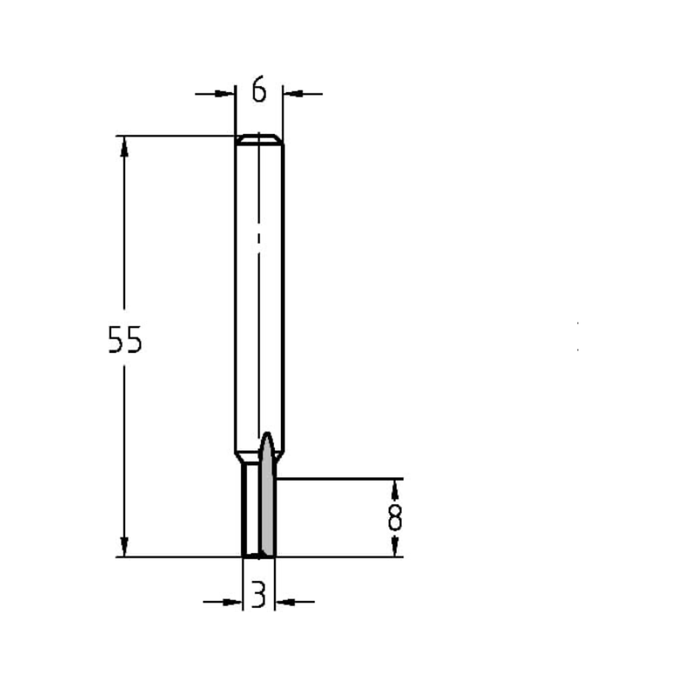 GROEFFREES Ø 3 X 8 MM, TL=55 MM, S=6 MM, VHW