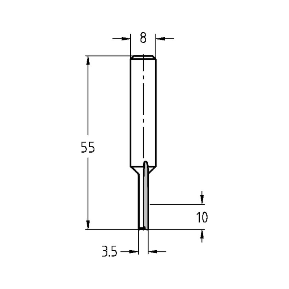 GROEFFREES Ø 3,5 X 10 MM, TL=55 MM, S=8 MM, VHW