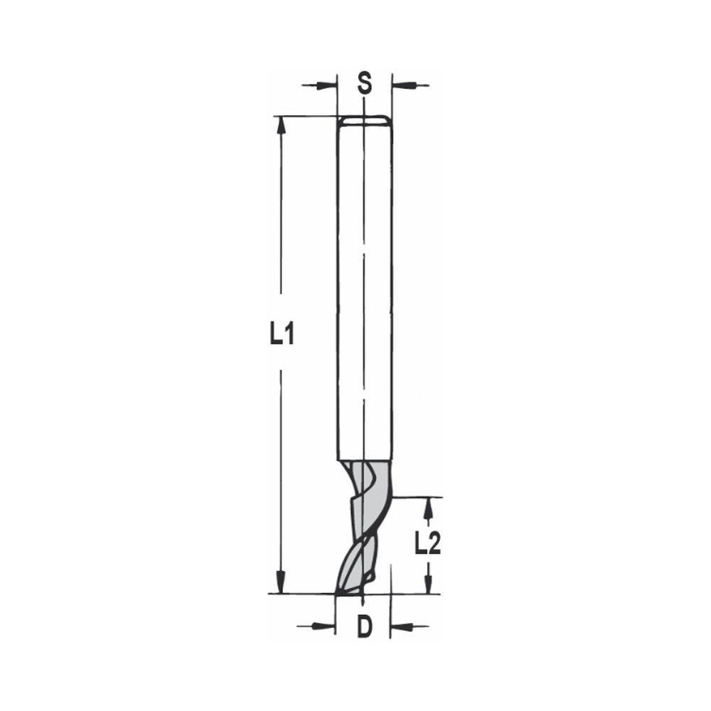 GROEFFREES VOOR ALUMINIUM EN KUNSTSTOF Ø 4 X 12 MM, TL=60 MM, S=8 MM, HS-E