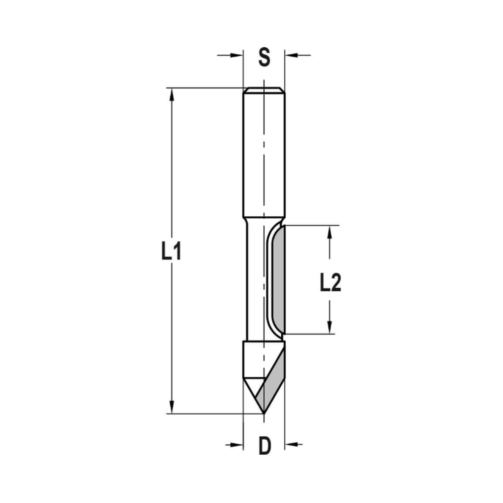 KOPIEERFREES MET INBOORPUNT Ø 8 X 20 MM, TL=65 MM, S=8 MM, HW