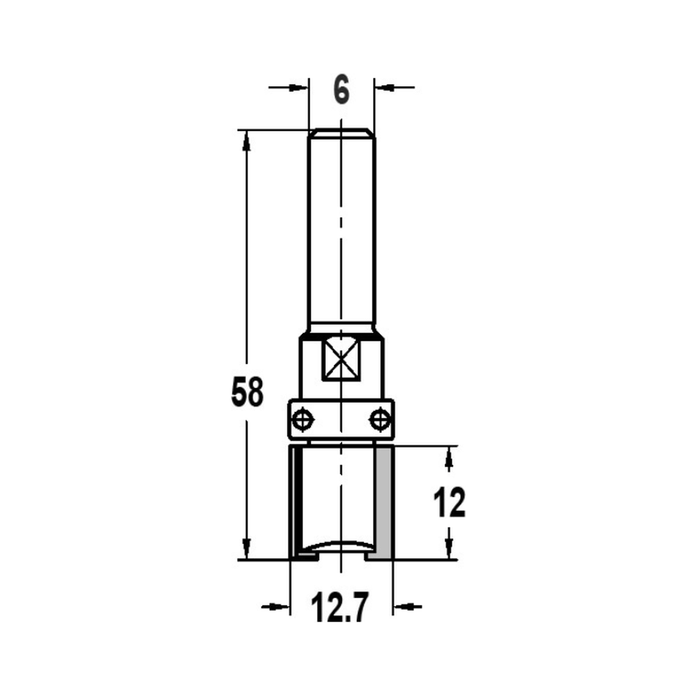 KANTENFREES RECHT Ø 12,7 X 12 MM, TL=53 MM, S=6 MM, HW