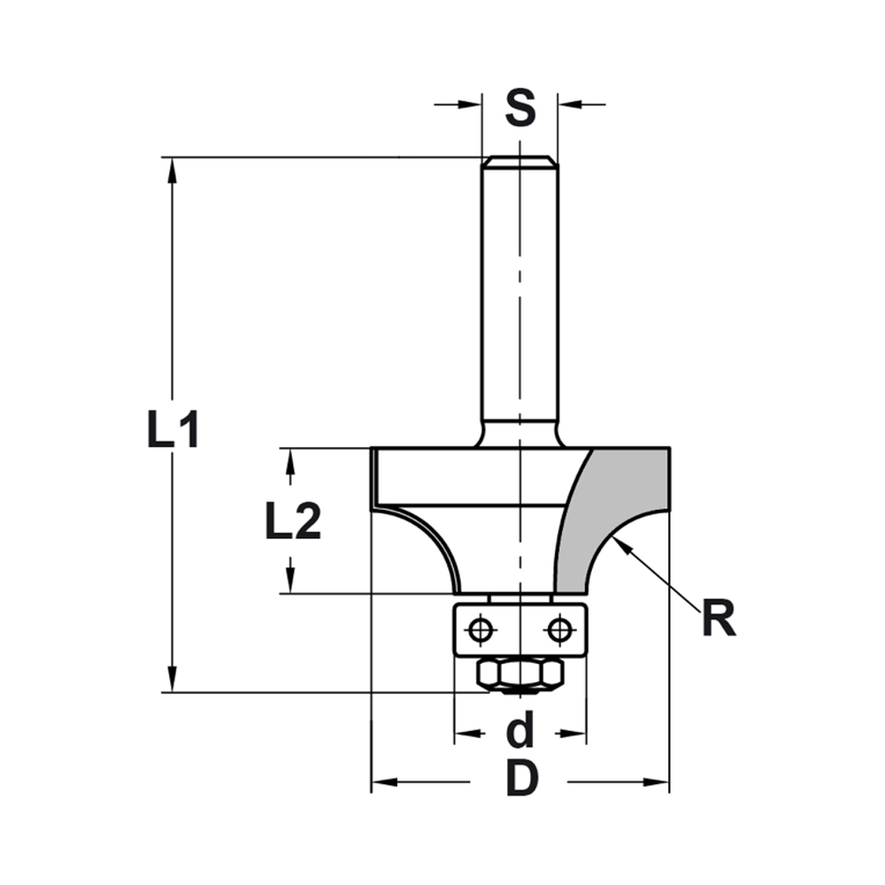 AFRONDPROFIELFREES R=5,0 MM MET LAGER, D=22,7 MM, S=6 MM, HW