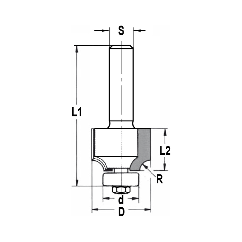 AFRONDPROFIELFREES R=1,6 MM MET LAGER, D=15,9 MM, S=8 MM, HW