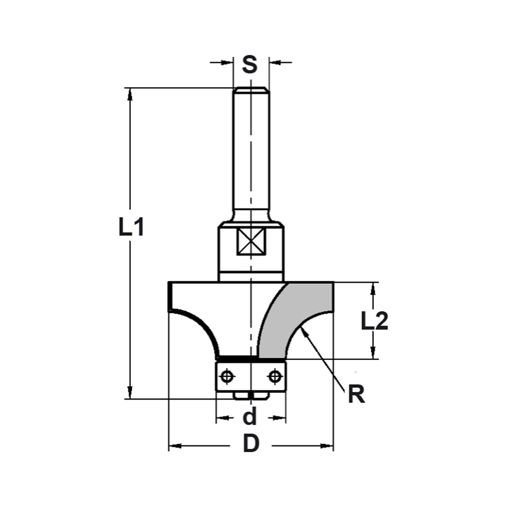 AFRONDPROFIELFREES R=2,0 MM MET LAGER, D=16 MM, S=8 MM, HW