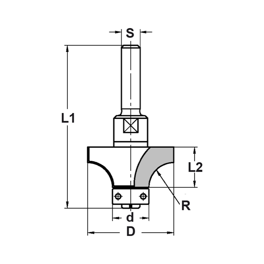 AFRONDPROFIELFREES R=9,5 MM MET LAGER, D=33 MM, S=8 MM, HW