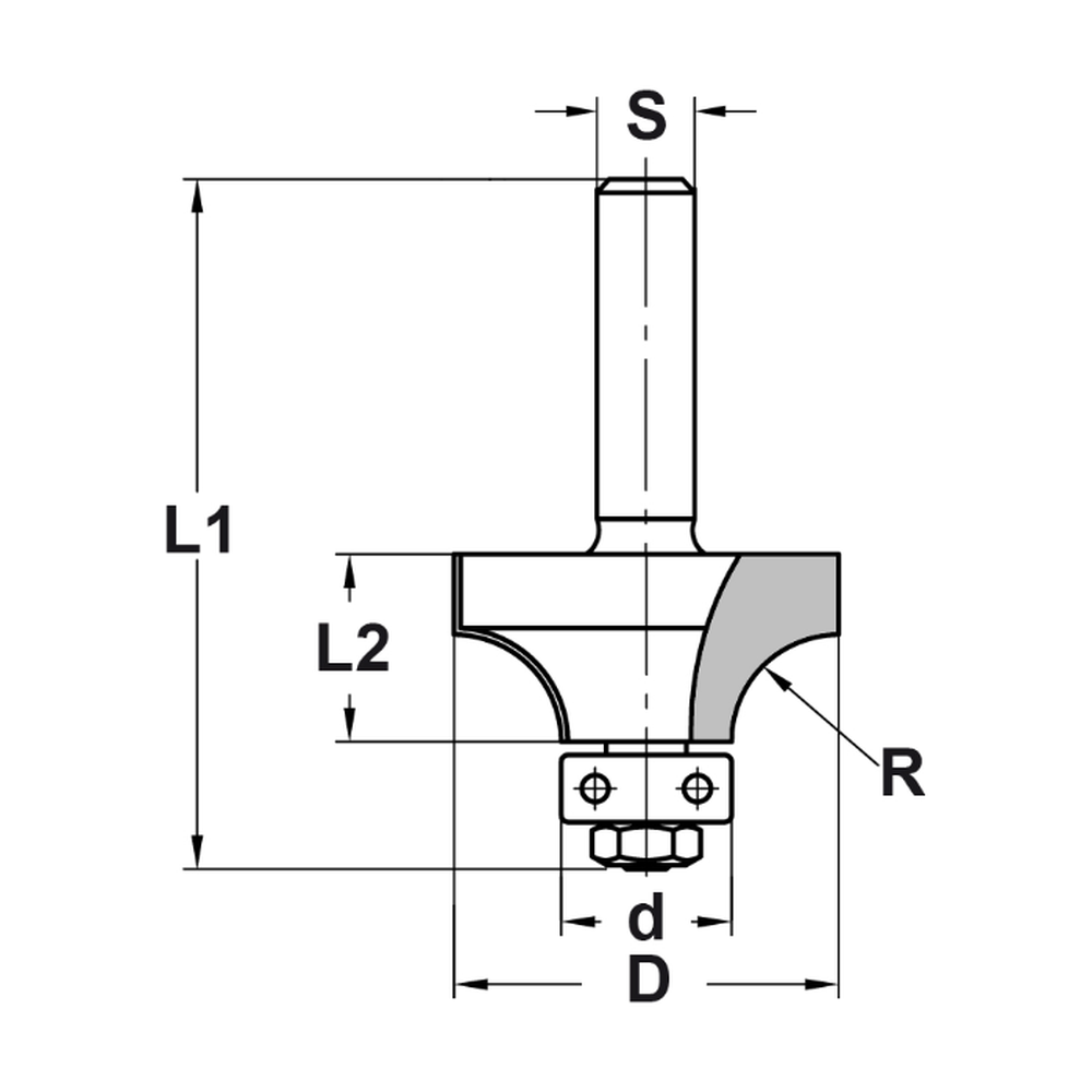 AFRONDPROFIELFREES R=4,0 MM MET LAGER, D=20,7 MM, S=8 MM, HW