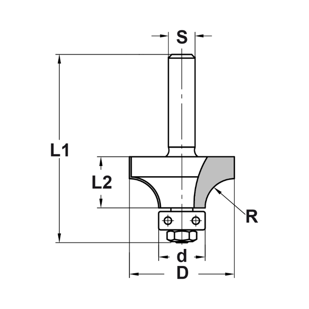 AFRONDPROFIELFREES R=8,0 MM MET LAGER, D=28,7 MM, S=8 MM, HW