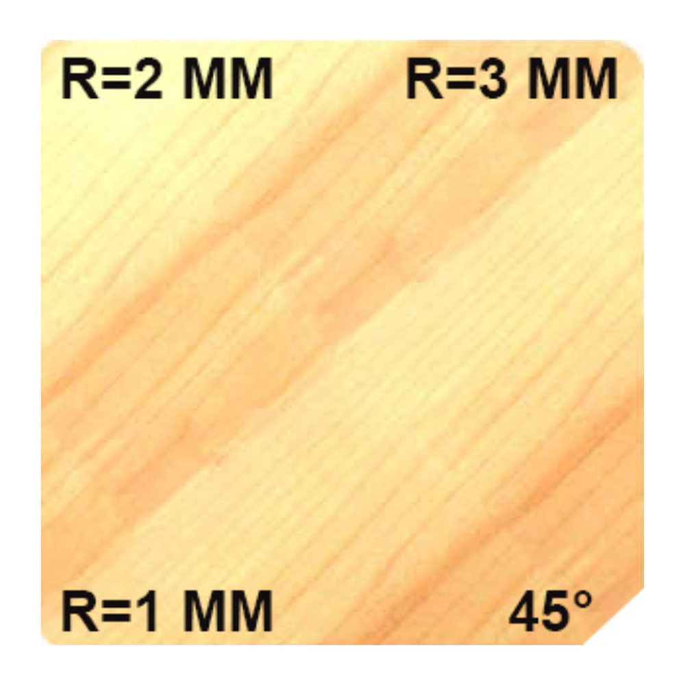 KEERMESFASE-/ AFRONDFREES MET LAGER, 45° + R1/2/3, S=8 MM, HW