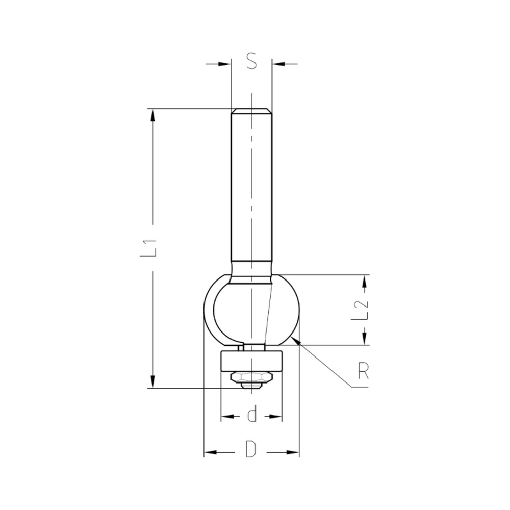 KOGELPROFIELFREES R=8,0 MM MET LAGER, TL=55 MM, S=8 MM, HW