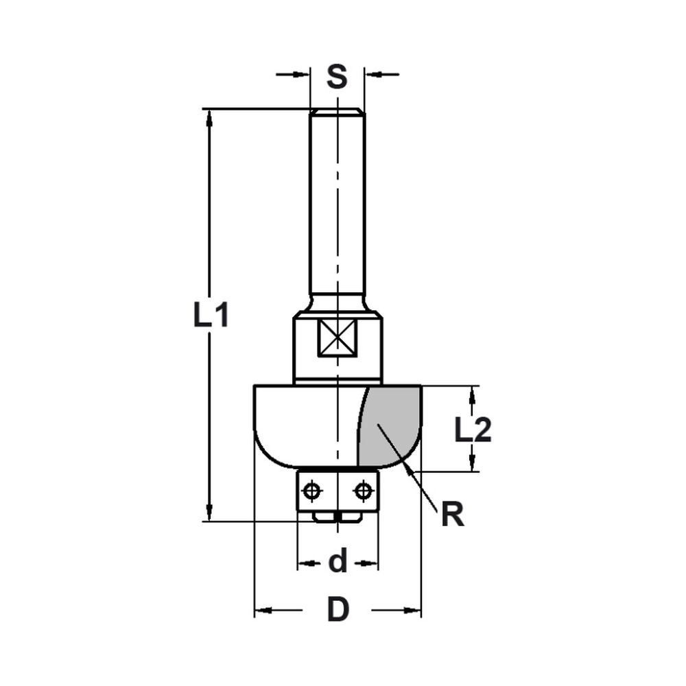 HALFHOLPROFIELFREES R=12,7 MM MET LAGER, D=37,4 MM, S=12 MM, HW