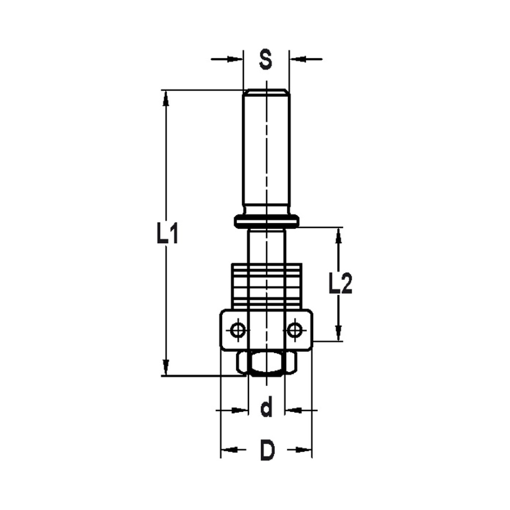 SPINDEL MET TUSSENRINGEN EN LAGER, OPNAME (D) 6,0 MM, L2=12 MM, S=8 MM, HW