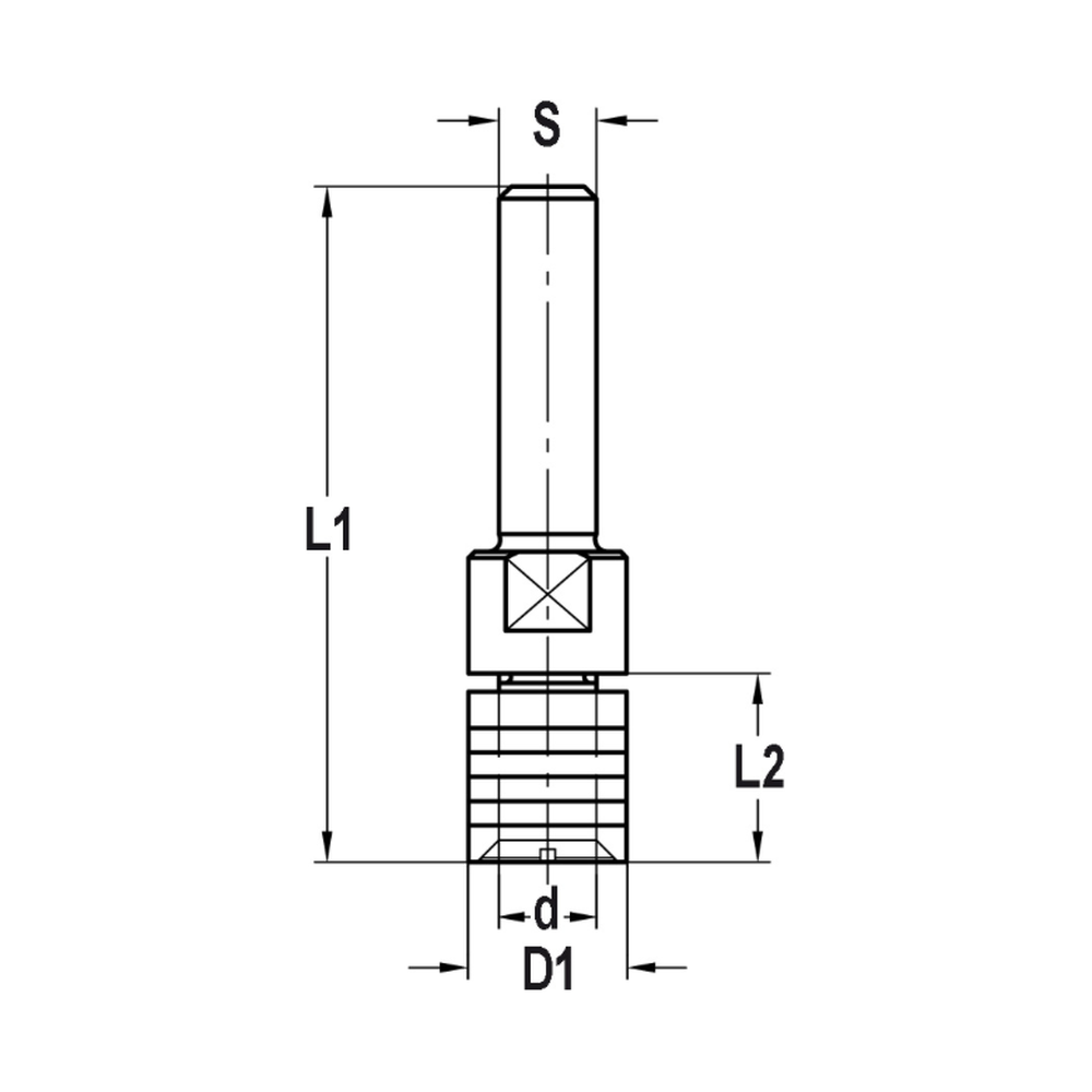 SPINDEL MET VLAKKE ONDERKANT, OPNAME (D) 8,0 MM, L2=15 MM, S=10 MM, HW