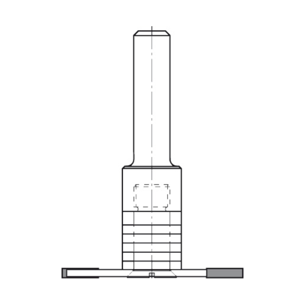 SPINDEL MET VLAKKE ONDERKANT, OPNAME (D) 8,0 MM, L2=15 MM, S=12 MM, HW