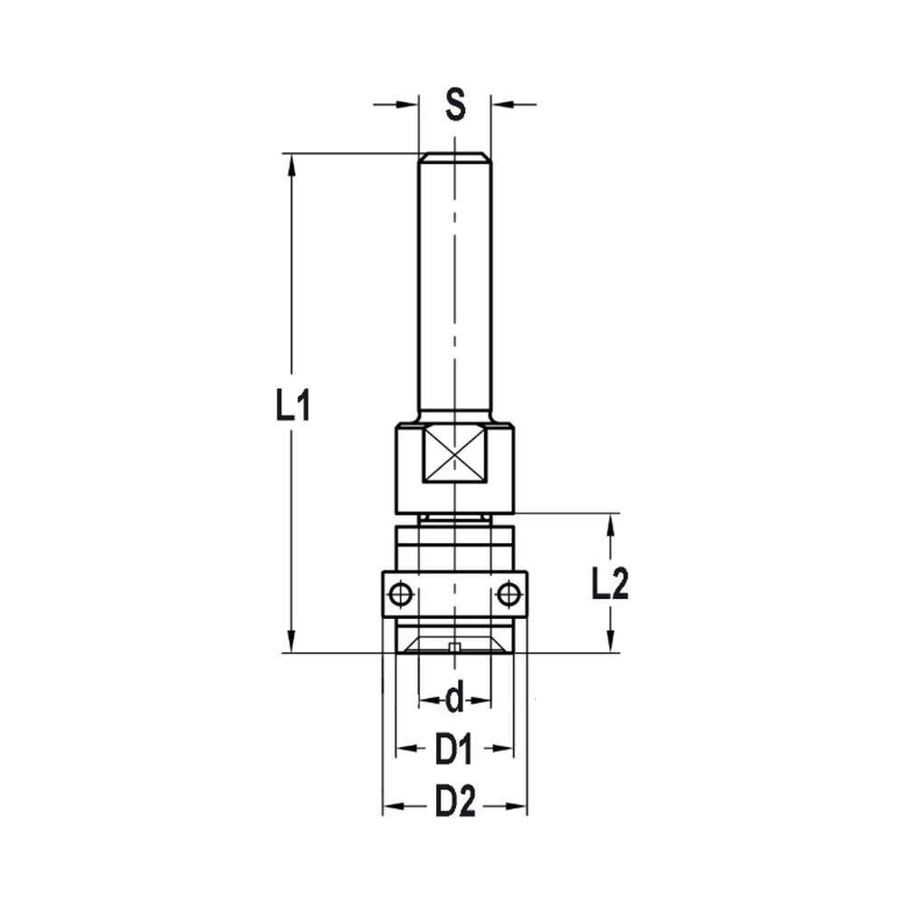 SPINDEL MET VLAKKE ONDERKANT EN LAGER, OPNAME (D) 8,0 MM, L2=15 MM, S=6 MM, HW