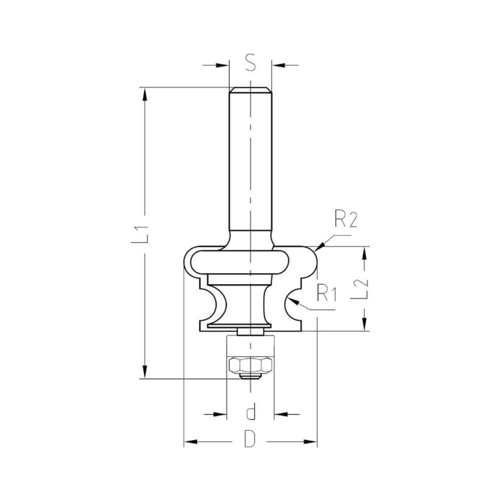 MULTIPROFIELFREES R=3,0 MM MET LAGER, L2=16 MM, S=8 MM, HW
