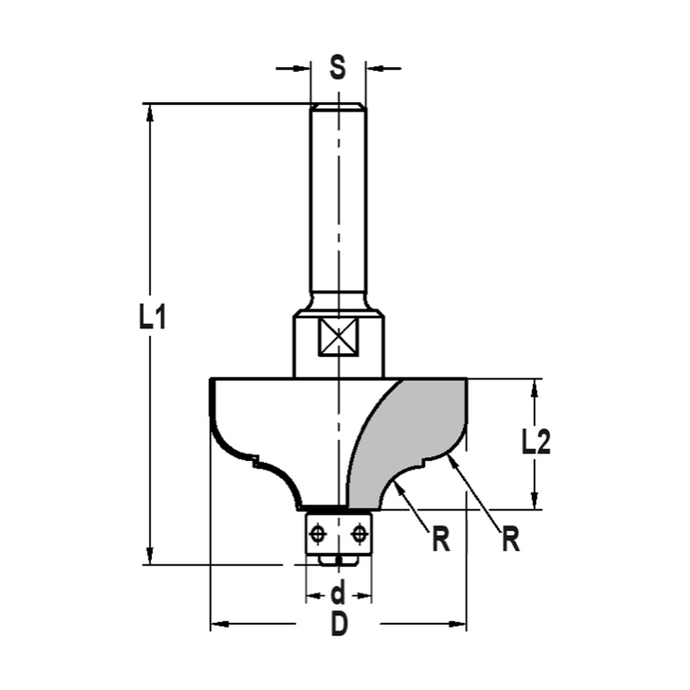 MULTIPROFIELFREES R=6,3 MM MET LAGER 9 MM, L2=19 MM, S=12 MM, HW