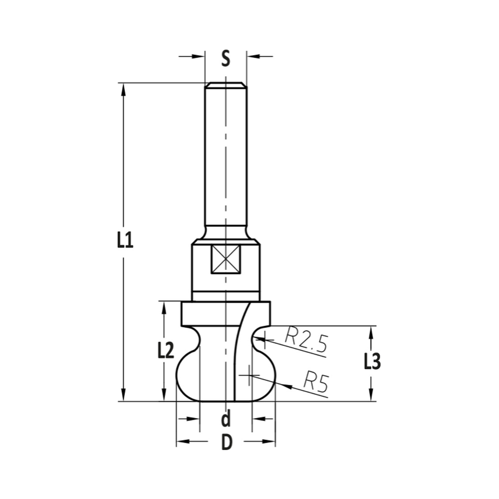 HANDGREEPPROFIELFREES R=2.5/5.0, L3=14.5 MM, S=8 MM, HW