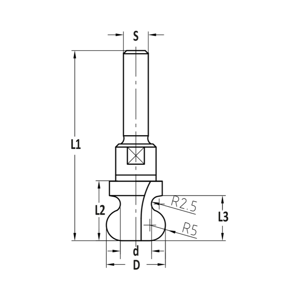 HANDGREEPPROFIELFREES R=2.5/5.0, L3=14.5 MM, S=10 MM, HW
