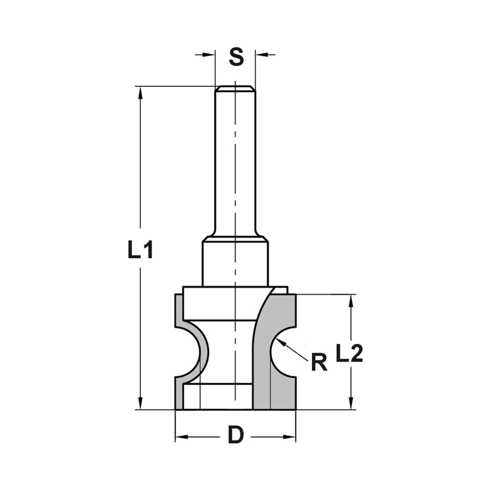 HALFRONDPROFIELFREES R=5,0 MM ZONDER LAGER, D=24 MM, S=10 MM, HW