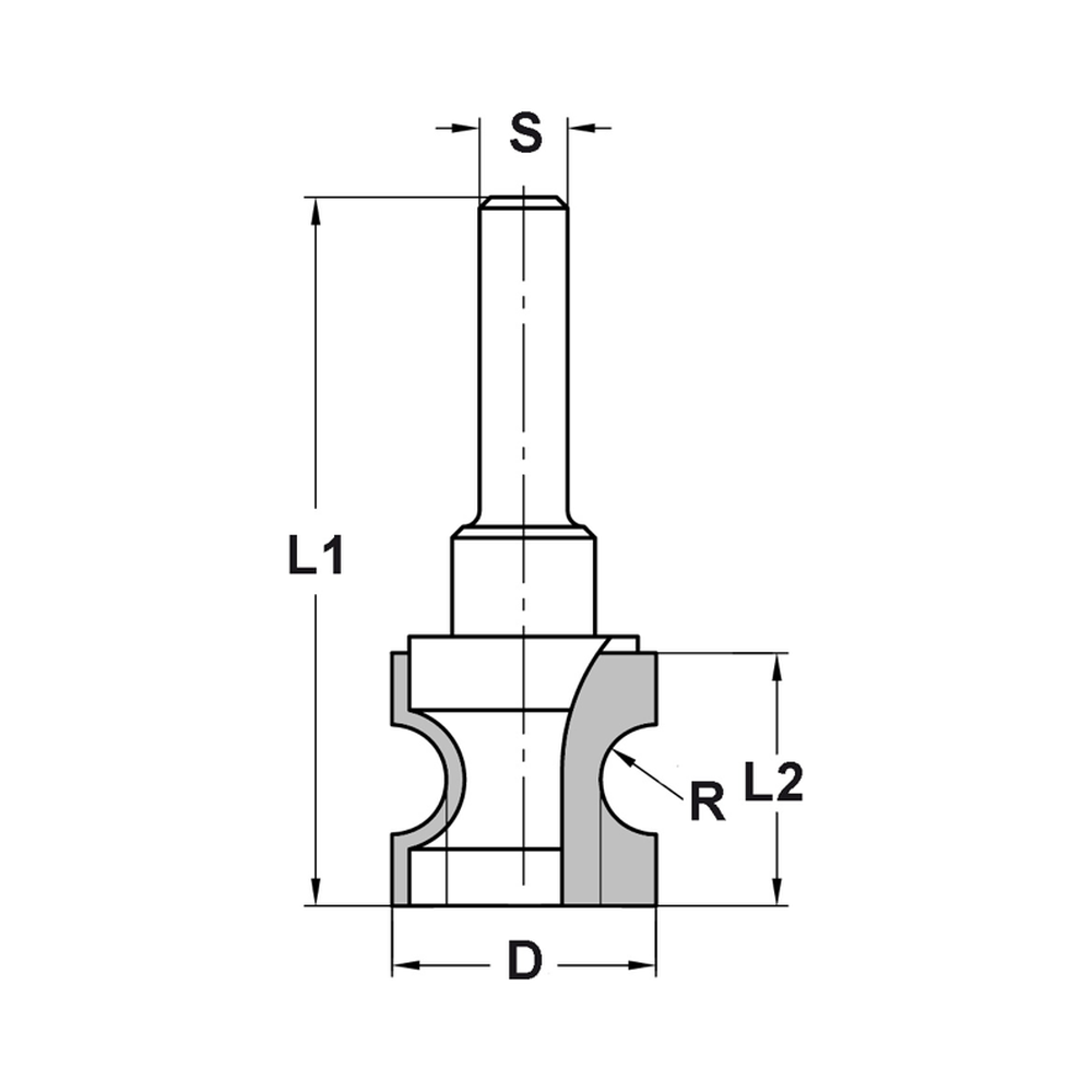 HALFRONDPROFIELFREES R=5,0 MM ZONDER LAGER, D=24 MM, S=12 MM, HW