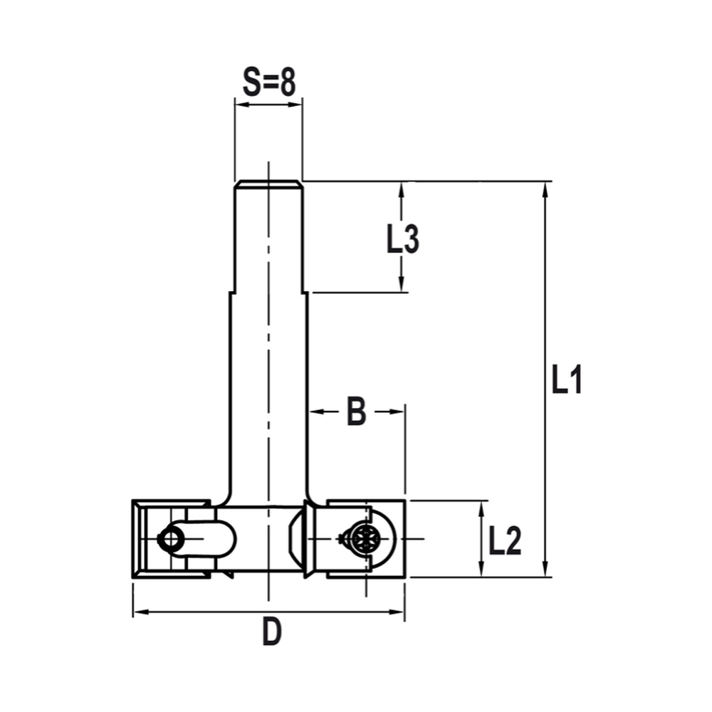 KEERMES SLOTKASTFREES Ø 44 X 12 MM, TL=62 MM, S=8 MM, HW