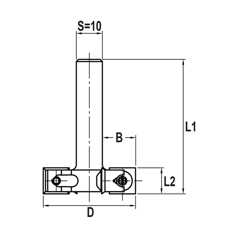 KEERMES SLOTKASTFREES Ø 44 X 12 MM, TL=62 MM, S=10 MM, HW