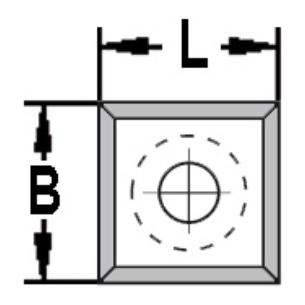 VOORSNIJDER 14,0 X 14,0 X 2,0 MM (1-GATS VERZONKEN), VIERZIJDIG GESLEPEN, HW