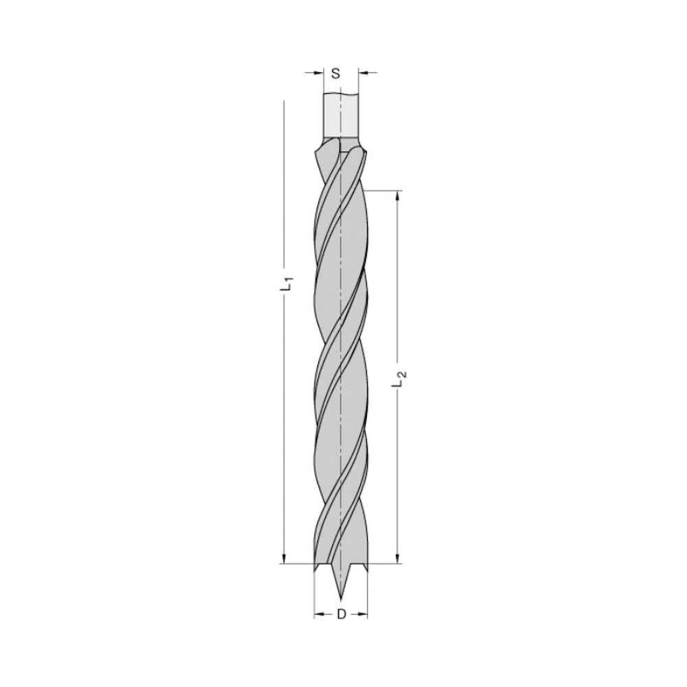 Staketboor Ø 18 x 130 mm Lengte punt (L4) = 16,0 mm Totale lengte (L1) = 200 mm