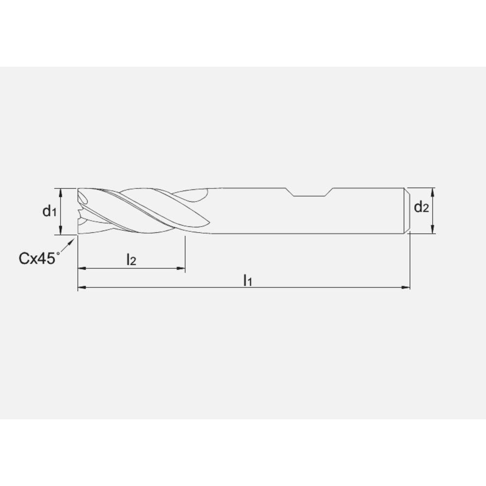 International Tools ECO PRO volhardmetaal Schachtfrees, 4-snijder DIN 6527-B kort, AlTiN-X