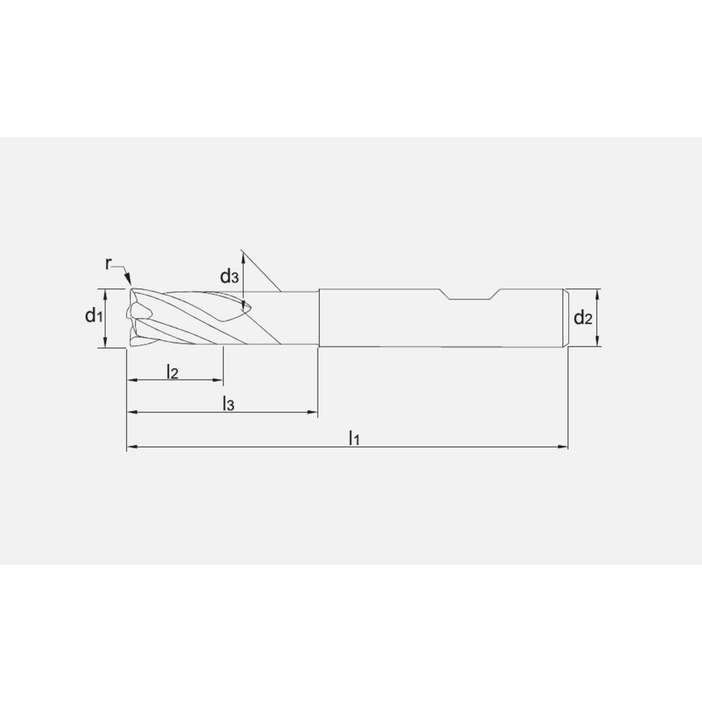Phantom HP2 UNI volhardmetaal Vari-frees, 4-snijder 2xD/3xD AlCrN, kantradius