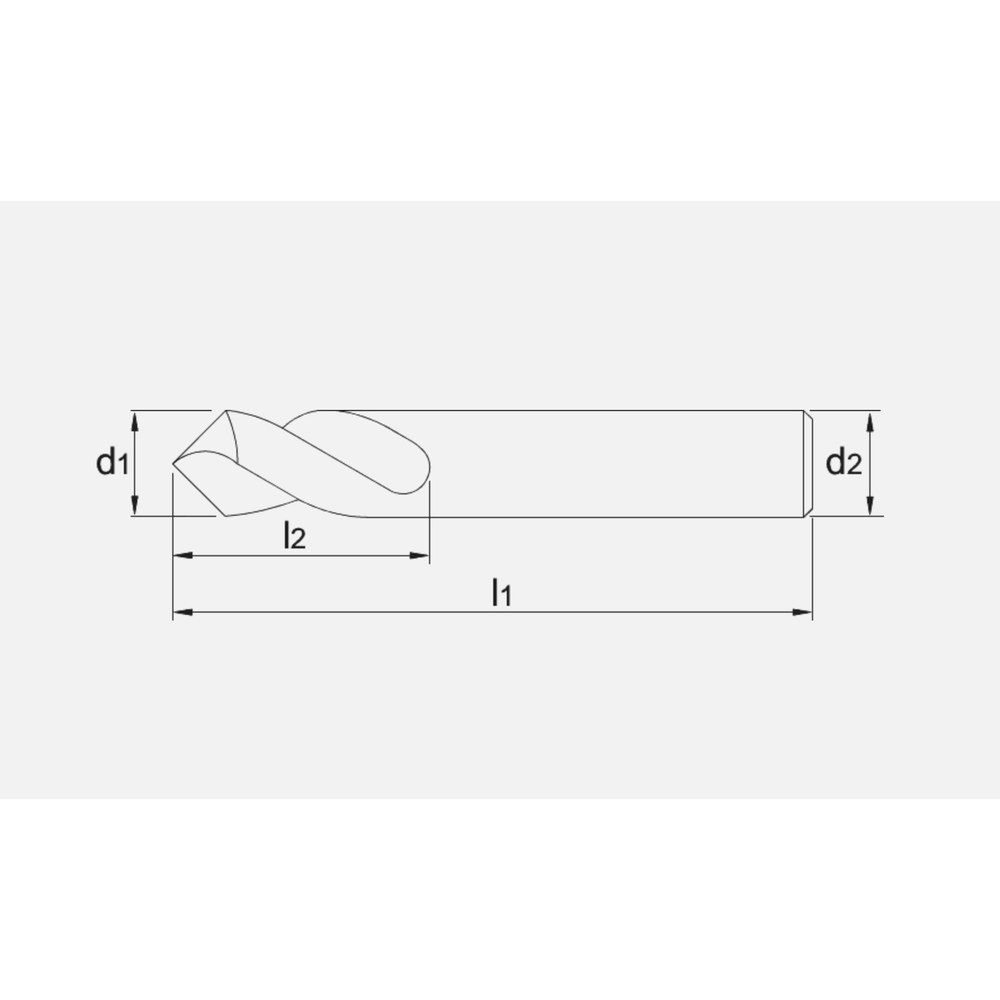 Phantom HSS-E NC-Centreerboor TiAlN, 90°, lang