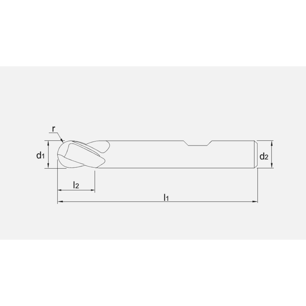 International Tools ECO PRO volhardmetaal Radiusfrees, 2-snijder DIN 6527-B kort, AlTiN-X