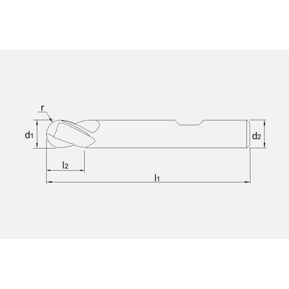 Phantom UNI volhardmetaal Radiusfrees, 2-snijder DIN 6527-B kort, AlTiN-X