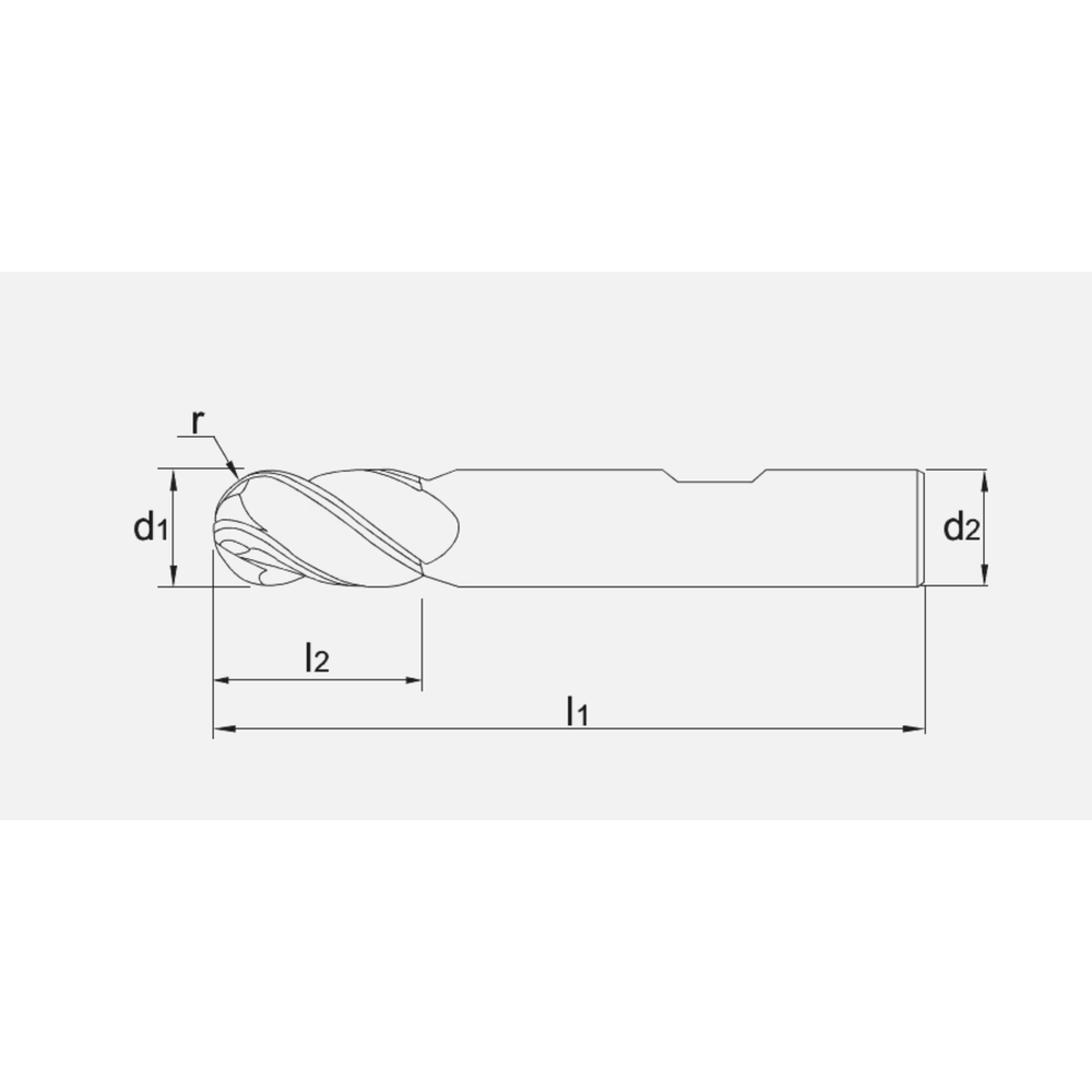Phantom volhardmetaal Radiusfrees, 4-snijder lang, AlTiN-X, roestvaststaal